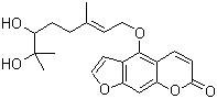 structure of CAS# 145414-76-2, 6',7'-Dihydroxybergamottin;4-[[(2E)-6,7-Dihydroxy-3,7-dimethyl-2-octen-1-yl]oxy]-7H-furo[3,2-g][1]benzopyran-7-one