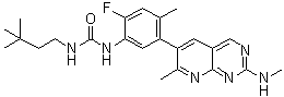 N-(3,3-Dimethylbutyl)-N'-[2-fluoro-4-methyl-5-[7-methyl-2-(methylamino)pyrido[2,3-d]pyrimidin-6-yl]phenyl]urea molecular structure (CAS 1454682-72-4)