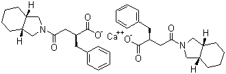 结构式 CAS# 145525-41-3, 米格列奈钙; 双(2S)-2-苄基-3-(顺式全氢异吲哚-2-羰基)丙酸单钙盐