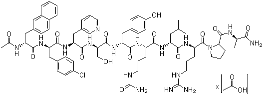 structure of CAS# 145672-81-7, Cetrorelix acetate;Cetrotid; Cetrotide; D 20761; NS 75A; Ovurelix; SB 075 acetate
