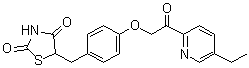 structure of CAS# 146062-49-9, Mitoglitazone;5-[[4-[2-(5-ethyl-2-pyridinyl)-2-oxoethoxy]phenyl]methyl]-2,4-Thiazolidinedione; CAY 10415; MSDC 0160