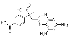 structure of CAS# 146464-92-8, 2,4-Diamino-alpha-(4-carboxyphenyl)-alpha-2-propynyl-6-pteridinepropanoic acid;10-Propargyl-10-carboxy-4-deoxy-4-amino-10-deazapteroic acid