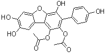 3-(4-Hydroxyphenyl)-1,2,4,7,8-dibenzofuranpentol 1,2-diacetate molecular structure (CAS 146905-24-0)