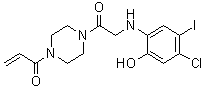 结构式 CAS# 1469337-95-8, 1-[4-[2-[(4-氯-2-羟基-5-碘苯基)氨基]乙酰基]-1-哌嗪基]-2-丙烯-1-酮