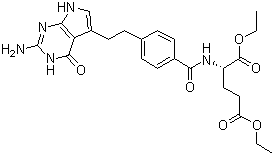 (S)-Diethyl 2-(4-(2-(2-amino-4-oxo-4,7-dihydro-3H-pyrrolo[2,3-d]pyrimidin-5-yl)ethyl)benzamido)pentanedioate molecular structure (CAS 146943-43-3)