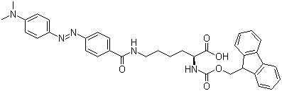 structure of CAS# 146998-27-8, N6-[4-[[4-(Dimethylamino)phenyl]azo]benzoyl]-N2-[(9H-fluoren-9-ylmethoxy)carbonyl]-L-lysine