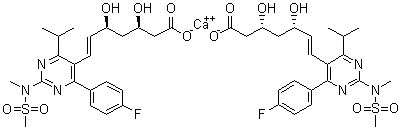 structure of CAS# 147098-20-2, Rosuvastatin calcium;7-{4-(4-Fluorophenyl)-6-isopropyl-2-[methyl(methylsulfonyl)amino]pyrimidin-5-yl}-3,5-dihydroxyhept-6-enoic acid