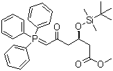 Methyl (3R)-3-(tert-butyldimethylsilyloxy)-5-oxo-6-triphenylphosphoranylidenehexanoate molecular structure (CAS 147118-35-2)