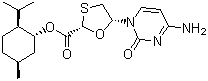 5-(4-Amino-2-oxo-1(2H)-pyrimidinyl)-1,3-oxathiolane-2-carboxylic acid 5-methyl-2-(1-methylethyl)cyclohexyl ester molecular structure (CAS 147126-73-6)