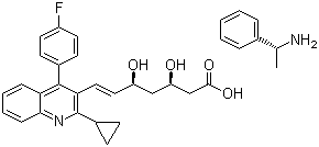 (3R,5S,6E)-7-[2-Cyclopropyl-4-(4-fluorophenyl)-3-quinolinyl]-3,5-dihydroxy-6-heptenoic acid (+)-phenylethylamine salt molecular structure (CAS 147511-70-4)