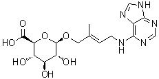 (2E)-2-甲基-4-(9H-嘌呤-6-基氨基)-2-丁烯-1-基 beta-D-吡喃葡糖苷酸分子结构 (CAS 147663-51-2)