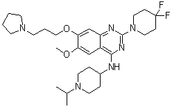2-(4,4-Difluoro-1-piperidinyl)-6-methoxy-N-[1-(1-methylethyl)-4-piperidinyl]-7-[3-(1-pyrrolidinyl)propoxy]-4-quinazolinamine molecular structure (CAS 1481677-78-4)