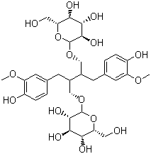 结构式 CAS# 148244-82-0, 亚麻籽提取物; 亚麻木酚素; 开环异落叶松酚二葡萄糖苷; 2,3-双(3-甲氧基-4-羟基苄基)丁烷-1,4-二醇 1,4-二葡萄糖甙