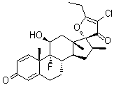 (8S,9R,10S,11S,13S,14S,16S,17R)-4'-Chloro-5'-ethyl-9-fluoro-11-hydroxy-10,13,16-trimethylspiro[6,7,8,11,12,14,15,16-octahydrocyclopenta[a]phenanthrene-17,2'-furan]-3,3'-dione molecular structure (CAS 1486466-31-2)