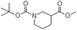 结构式 CAS# 148763-41-1, N-Boc-3-哌啶甲酸甲酯; N-叔丁氧羰基-3-哌啶甲酸甲酯