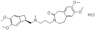 (R)-3-[3-[[(3,4-Dimethoxybicyclo[4.2.0]octa-1,3,5-trien-7-yl)methyl]methylamino]propyl]-1,3,4,5-tetrahydro-7,8-dimethoxy-2H-3-benzazepin-2-one monohydrochloride molecular structure (CAS 148849-68-7)