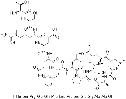 L-苏氨酰-L-丝氨酰-L-精氨酰-L-alpha-谷氨酰-L-谷氨酰胺酰-L-苯丙氨酰-L-亮氨酰-L-脯氨酰-L-丝氨酰-L-alpha-谷氨酰甘氨酰-L-丙氨酰-L-丙氨酸分子结构 (CAS 1491970-72-9)