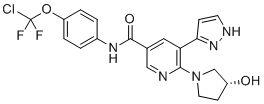 N-[4-(氯二氟甲氧基)苯基]-6-[(3R)-3-羟基-1-吡咯烷基]-5-(1H-吡唑-3-基)-3-吡啶甲酰胺分子结构 (CAS 1492952-76-7)