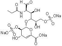 2-脱氧-4-O-(4-脱氧-2-O-磺基-alpha-L-苏式-己-4-烯吡喃糖基)-2-[(1-氧代丙基)氨基]-D-葡萄糖 6-(硫酸氢酯)三钠盐分子结构 (CAS 149368-05-8)