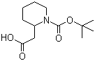 structure of CAS# 149518-50-3, N-Boc-2-piperidineacetic acid;2-Carboxymethylpiperidine-1-carboxylic acid tert-butyl ester