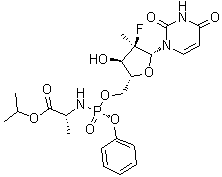 结构式 CAS# 1496552-28-3, N-[[P(S),2'R]-2'-脱氧-2'-氟-2'-甲基-P-苯基-5'-尿苷酰基]-D-丙氨酸异丙酯