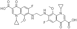 7,7'-(1,2-Ethanediyldiimino)bis[1-cyclopropyl-6-fluoro-1,4-dihydro-8-methoxy-4-oxo-3-quinolinecarboxylic acid] molecular structure (CAS 1497338-53-0)
