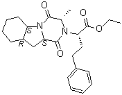 structure of CAS# 149881-40-3, Trandolapril Impurity D;(alphaS,3S,5aS,9aR,10aS)-Decahydro-3-methyl-1,4-dioxo-alpha-(2-phenylethyl)pyrazino[1,2-a]indole-2(1H)-acetic acid ethyl ester