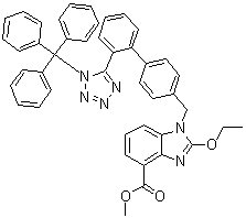 2-Ethoxy-1-[[2'-[1-(triphenylmethyl)-1H-tetrazol-5-yl][1,1'-biphenyl]-4-yl]methyl]-1H-benzimidazole-4-carboxylic acid methyl ester molecular structure (CAS 150058-29-0)