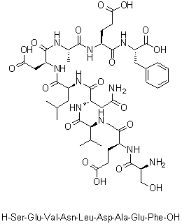 L-Seryl-L-alpha-glutamyl-L-valyl-L-asparaginyl-L-leucyl-L-alpha-aspartyl-L-alanyl-L-alpha-glutamyl-L-phenylalanine molecular structure (CAS 150234-52-9)