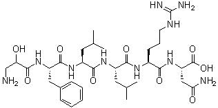 N2-[N2-[N-[N-[N-(2-羟基-beta-丙氨酰)-L-苯丙氨酰]-L-亮氨酰]-L-亮氨酰]-L-精氨酰]-L-天冬氨酰胺分子结构 (CAS 150242-29-8)