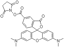 5(6)-Carboxytetramethylrhodamine succinimidyl ester molecular structure (CAS 150408-83-6)