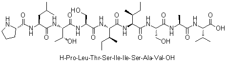 L-Prolyl-L-leucyl-L-threonyl-L-seryl-L-isoleucyl-L-isoleucyl-L-seryl-L-alanyl-L-valine molecular structure (CAS 151423-72-2)