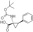 结构式 CAS# 151910-11-1, (1S,2R)-N-叔丁氧羰基-1-氨基-2-苯基环丙烷羧酸