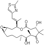 structure of CAS# 152044-53-6, Epothilone A;(1S,3S,7S,10R,11S,12S,16R)-7,11-Dihydroxy-8,8,10,12-tetramethyl-3-[(1E)-1-methyl-2-(2-methyl-4-thiazolyl)ethenyl]-4,17-dioxabicyclo[14.1.0]heptadecane-5,9-dione