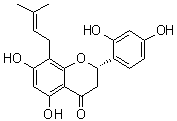 structure of CAS# 152464-78-3, Leachianone G;(2S)-2-(2,4-Dihydroxyphenyl)-2,3-dihydro-5,7-dihydroxy-8-(3-methyl-2-butenyl)-4H-1-benzopyran-4-one