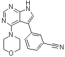 structure of CAS# 1527473-33-1, 3-[4-(4-Morpholinyl)-7H-pyrrolo[2,3-d]pyrimidin-5-yl]benzonitrile;PF 06447475