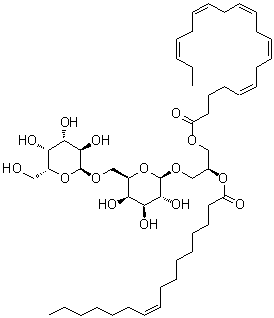 (2S)-3-[[(5Z,8Z,11Z,14Z,17Z)-1-Oxo-5,8,11,14,17-eicosapentaen-1-yl]oxy]-2-[[(9Z)-1-oxo-9-hexadecen-1-yl]oxy]propyl 6-O-alpha-D-galactopyranosyl-beta-D-galactopyranoside molecular structure (CAS 1531639-03-8)
