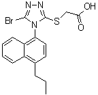 2-[[5-Bromo-4-(4-propylnaphthalen-1-yl)-4H-1,2,4-triazol-3-yl]thio]acetic acid molecular structure (CAS 1533519-96-8)