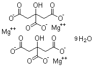Magnesium citrate tribasic nonahydrate molecular structure (CAS 153531-96-5)