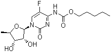 structure of CAS# 154361-50-9, Capecitabine;Pentyl [1-(3,4-dihydroxy-5-methyl-oxolan-2-yl)-5-fluoro-2-oxo-pyrimidin-4-yl]aminoformate; Xeloda