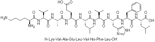 L-赖氨酰-L-缬氨酰-L-丙氨酰-L-alpha-谷氨酰-L-亮氨酰-L-缬氨酰-L-组氨酰-L-苯丙氨酰-L-亮氨酸分子结构 (CAS 154652-79-6)