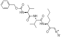 结构式 CAS# 155026-49-6, N-[(苯基甲氧基)羰基]-L-缬氨酰-N-[(1S)-1-(2-重氮乙酰基)戊基]-L-缬氨酰胺