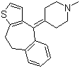 structure of CAS# 15574-96-6, Pizotifen;Sandomigran; 4-(9,10-Dihydro-4H-benzo[4,5]cyclohepta[1,2-b]thien-4-ylidene)-1-methylpiperidine