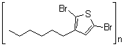 structure of CAS# 156074-98-5, 2,5-Dibromo-3-hexylthiophene homopolymer;3-Hexyl-2,5-dibromothiophene homopolymer; Poly(2,5-dibromo-3-hexylthiophene)