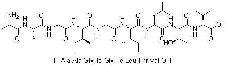 L-Alanyl-L-alanylglycyl-L-isoleucylglycyl-L-isoleucyl-L-leucyl-L-threonyl-L-valine molecular structure (CAS 156251-11-5)