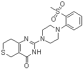 结构式 CAS# 1563007-08-8, 3,5,7,8-四氢-2-[4-[2-(甲基磺酰基)苯基]-1-哌嗪基]-4H-噻喃并[4,3-d]嘧啶-4-酮