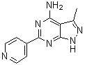 3-Methyl-6-(4-pyridinyl)-1H-pyrazolo[3,4-d]pyrimidin-4-amine molecular structure (CAS 158001-32-2)