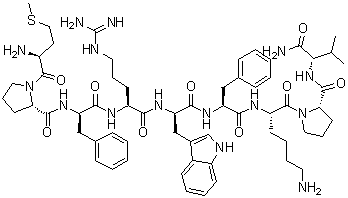 L-蛋氨酰-L-脯氨酰-D-苯丙氨酰-L-精氨酰-D-色氨酰-L-苯丙氨酰-L-赖氨酰-L-脯氨酰-L-缬氨酰胺分子结构 (CAS 158563-45-2)