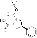 结构式 CAS# 158567-91-0, (2R-反式)-4-苯基-1,2-吡咯烷二羧酸 1-叔丁酯