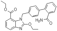 1-[[2'-(Aminocarbonyl)[1,1'-biphenyl]-4-yl]methyl]-2-ethoxy-1H-benzimidazole-7-carboxylic acid ethyl ester molecular structure (CAS 1586011-04-2)
